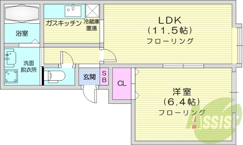 1LDK、灯油暖房、テレビモニターホン、ロードヒーティング
