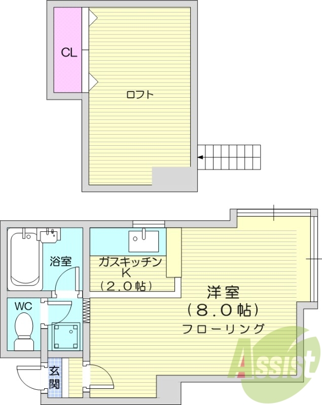1K、洗面所、脱衣所、インターネット利用可