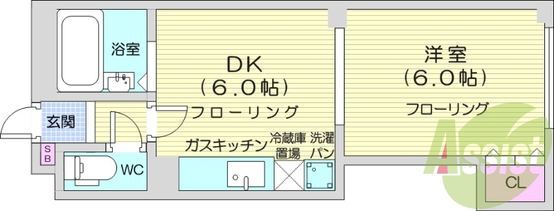 1DK、モニターホン、ガス給湯、灯油FF暖房、ウォシュレット