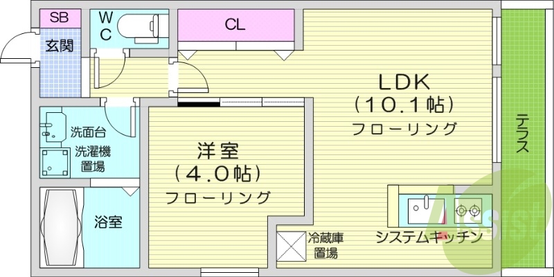 1LDK、ネット無料、エアコン、宅配BOX、防犯カメラ