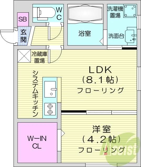 1LDK、エアコン、ウォークインクローゼット