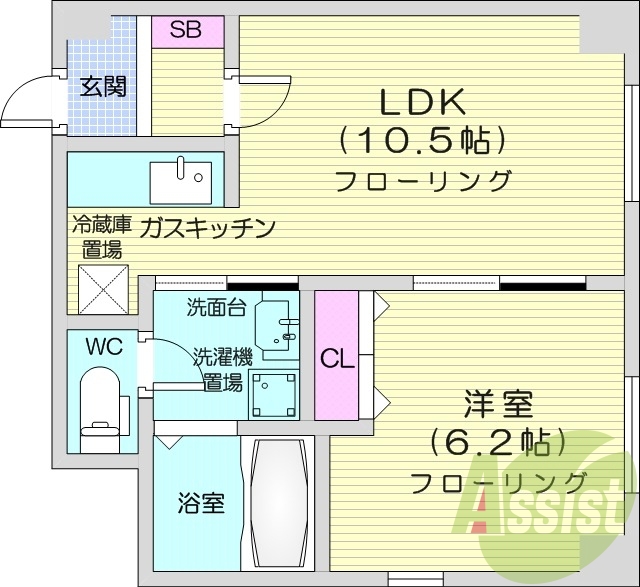 1LDK、シャワートイレ、モニタ付インターホン、オートロック