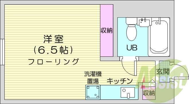 1R、都市ガス、収納スぺース、洗面台、インターホン