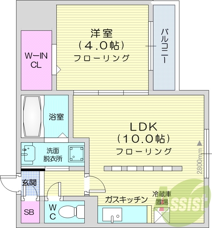 1LDK、エアコン、灯油暖房、オートロック