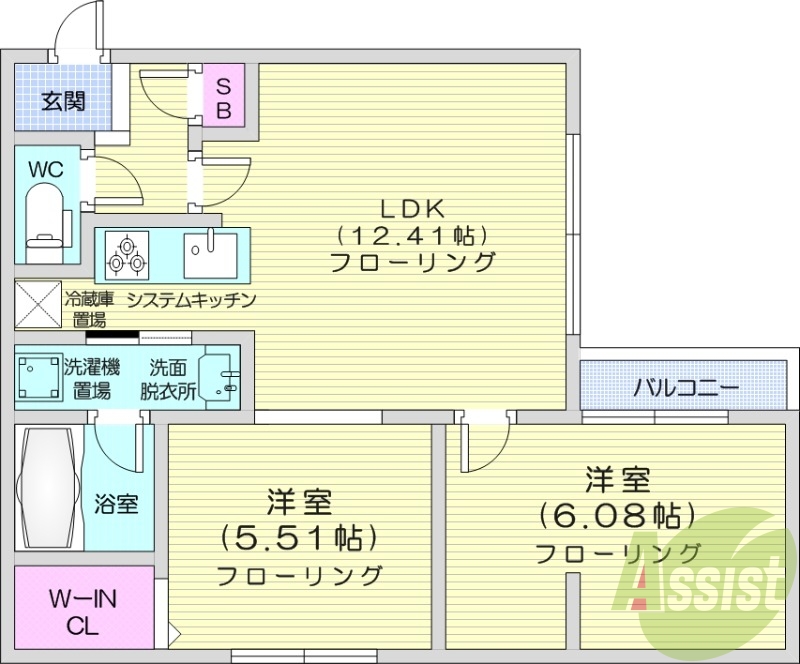 2LDK、エアコン、追い焚き、浴室乾燥機