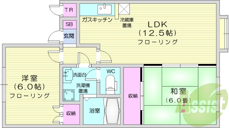 2LDK、トランクルーム、灯油暖房、暖房便座