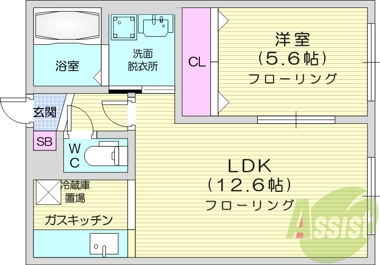 1LDK、エアコン、ペット相談可、シャワートイレ