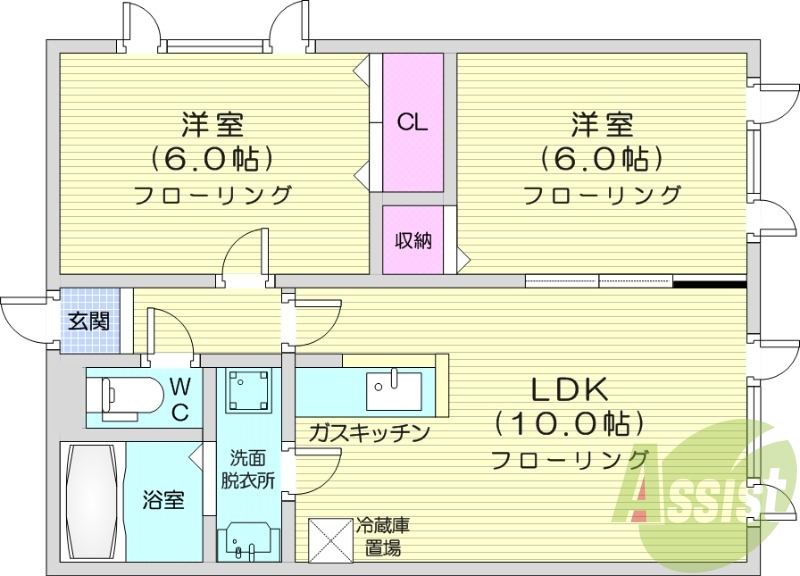 2LDK、ペット相談可、カウンターキッチン、リノベーション