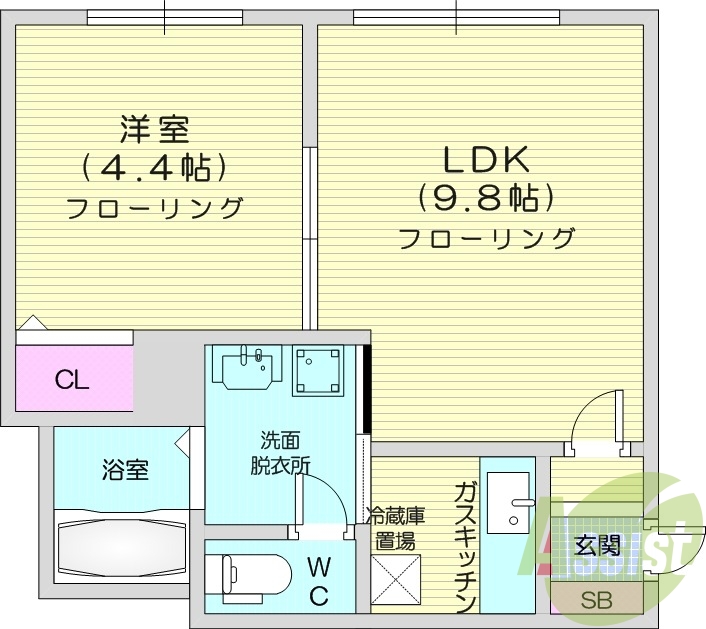 1LDK、TVモニターホン、灯油暖房、洗髪洗面化粧台