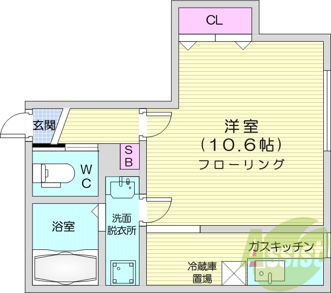 1LDK、ネット無料、シャンプードレッサー、灯油暖房