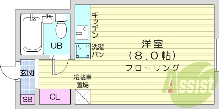 1R、都市ガス、収納スぺース、洗面台、インターホン