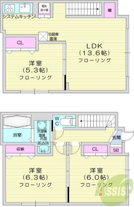 3LDK、オール電化、電気暖房、２４時間換気システム