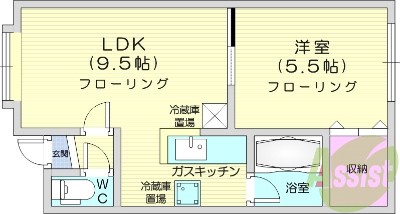 1LDK、ペット対応、ネット無料、宅配ボックス