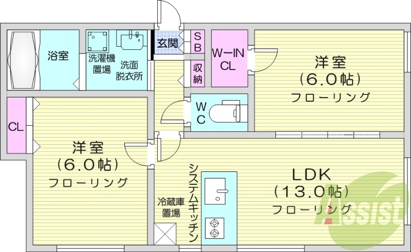 2LDK、灯油暖房、ネット無料、オートロック、宅配BOX