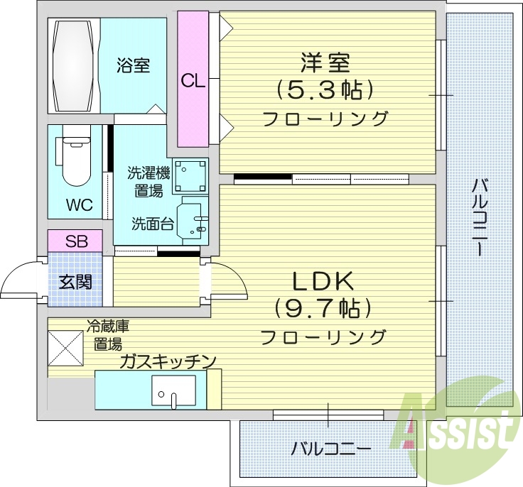 1LDK、エレベーター、オートロック、ペット相談可