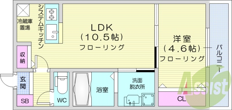 1LDK、都市ガス、浴室乾燥機、追炊き、エアコン