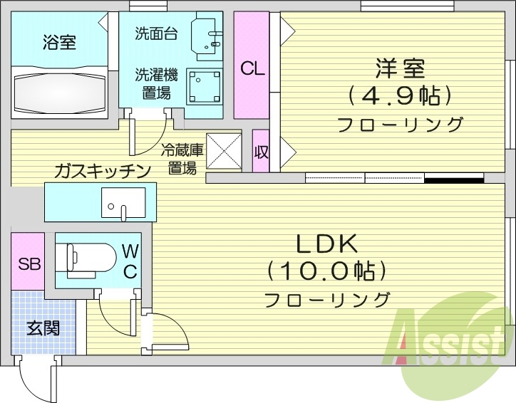 1LDK、エアコン、独立洗面台、灯油暖房、シャワートイレ