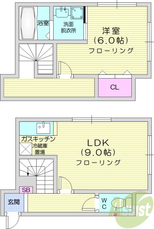 1LDK、トランクルーム、オートロック、角部屋