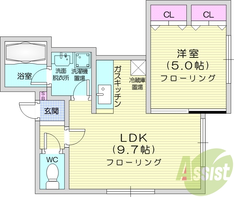 1LDK、灯油暖房、トランクルーム、テレビモニターホン