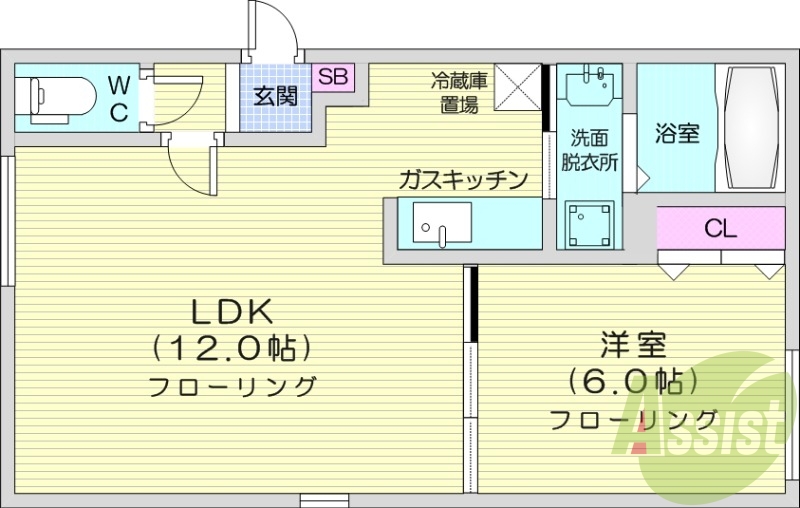 1LDK、都市ガス、オートロック、ペット可
