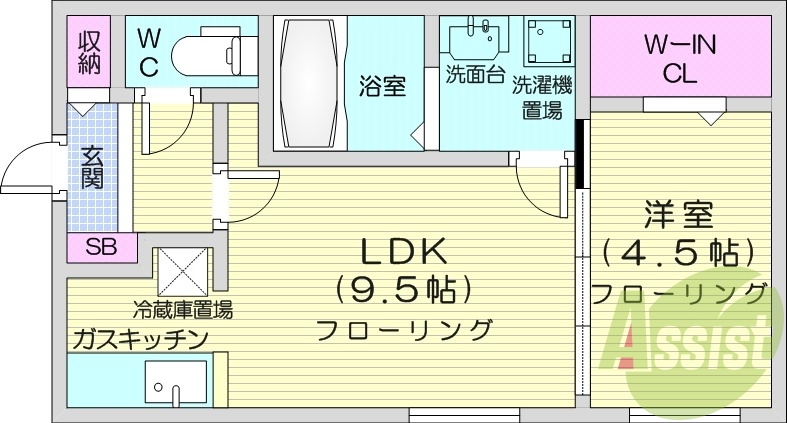 1LDK、エアコン、オートロック、宅配ボックス