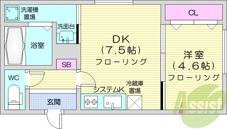 1DK、ペット飼育可、システムキッチン、エアコン