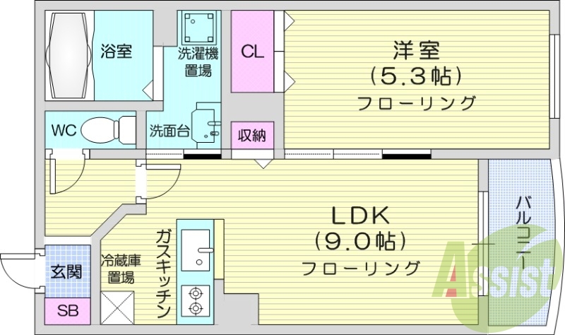 1LDK、エアコン、システムキッチン、灯油暖房