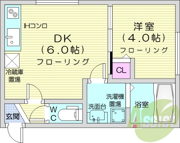 1DK、温水洗浄便座、トランクルーム、洗髪洗面化粧台