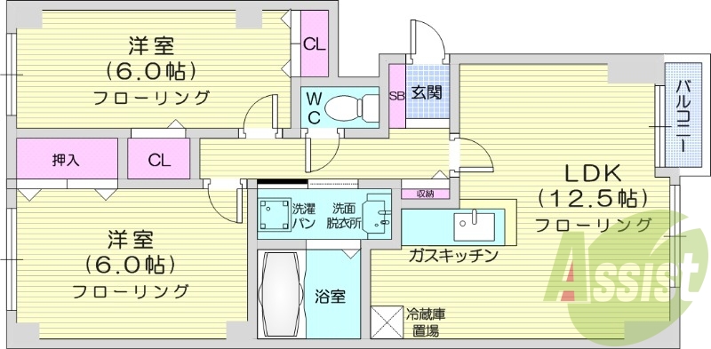 2LDK、インターネット無料、エアコン、シャワートイレ