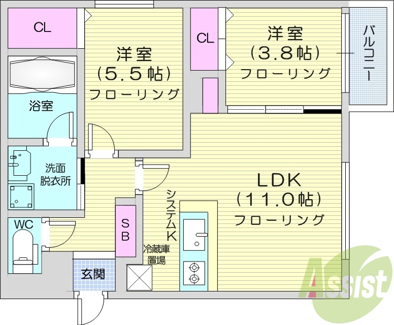 2LDK、ガスリミット、エアコン、ネット無料