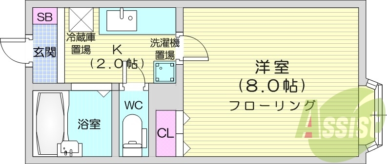 1K、バストイレ別、インターネット使用料不要