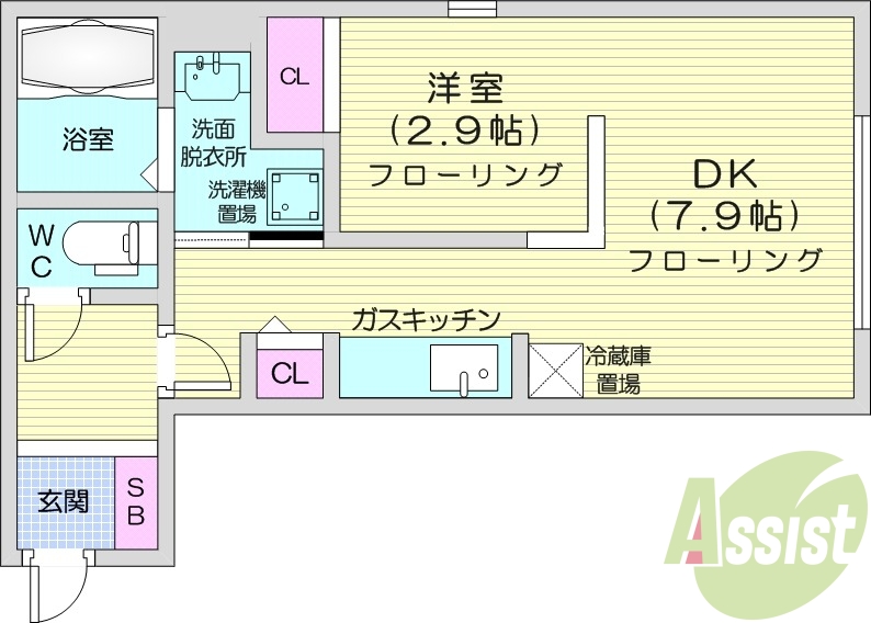 1DK、ネット無料、シャワートイレ、バルコニー