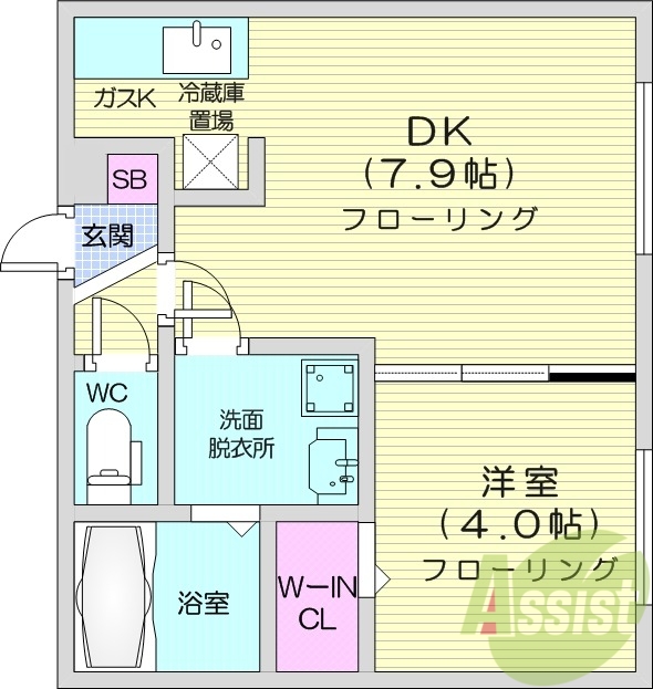 1DK、浴室乾燥機、灯油暖房、オートロック