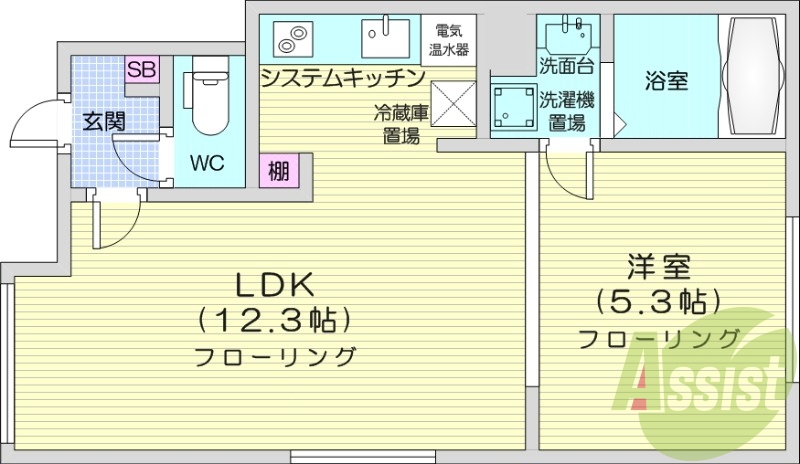 1LDK、IHクッキングヒーター、ネット無料
