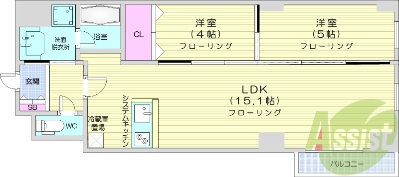 2LDK、オール電化、シャンプードレッサー、エアコン