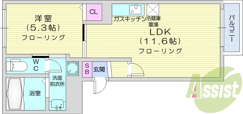 1LDK、インターネット無料、エアコン、オートロック