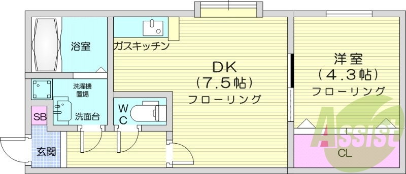 1DK、インターネット無料、オートロック