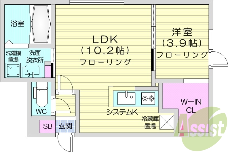 1LDK、エアコン、システムキッチン、灯油暖房