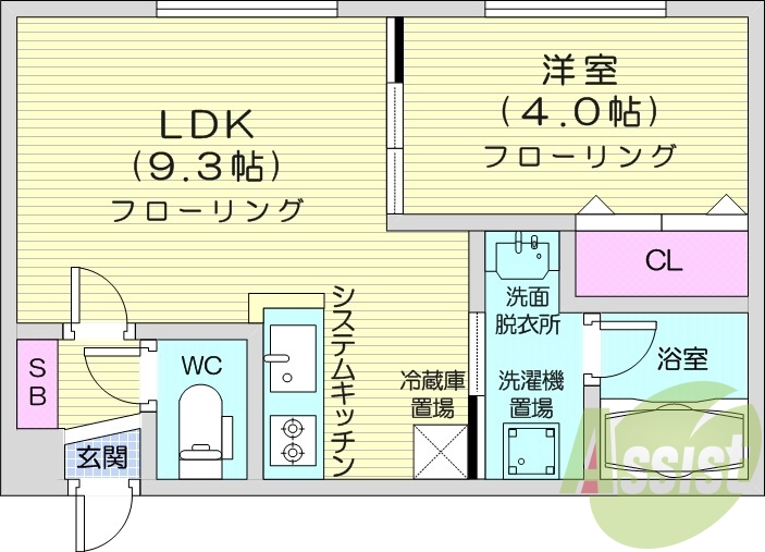 1LDK、ガスリミット、エアコン、浴室乾燥機、ネット無料