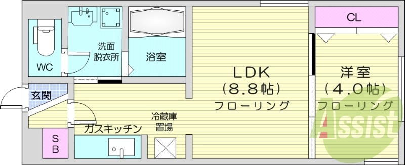 1LDK、ガスリミット、エアコン、デザイナーズ