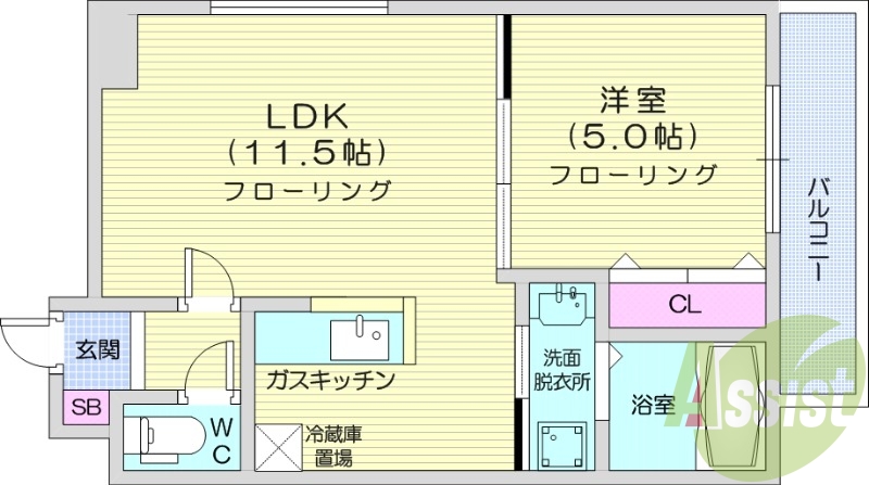 1LDK、エアコン、灯油暖房、ネット無料