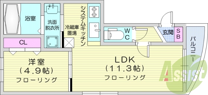 1LDK、オートロック、インターネット無料