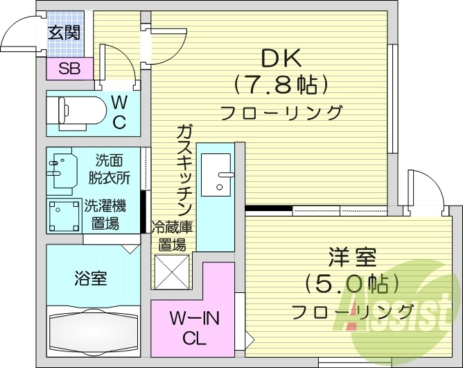 1DK、ガスリミット、エアコン、オートロック
