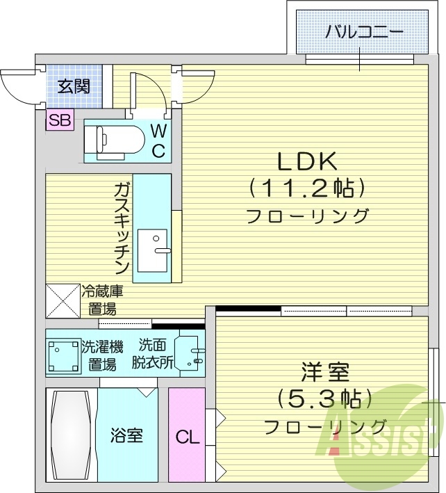 1LDK、独立洗面台、エアコン、ネット使用料無料