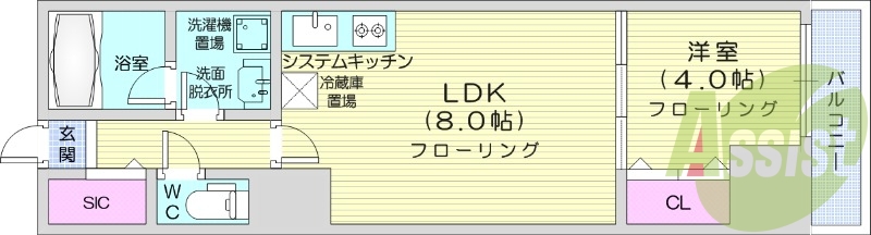 1LDK、ペット可、都市ガス、エアコン、エレベーター