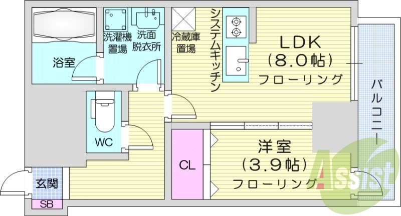 1LDK、ペット可、都市ガス、エアコン、エレベーター