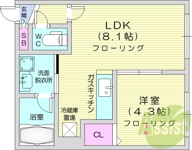 1LDK、ネット無料、灯油暖房、エアコン