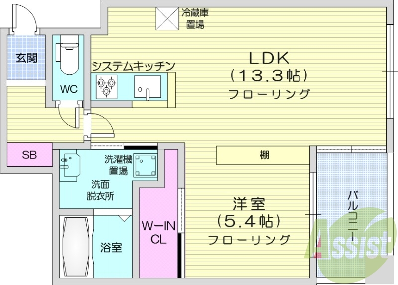 1LDK、都市ガス、ネット無料、ガス暖房、宅配BOX