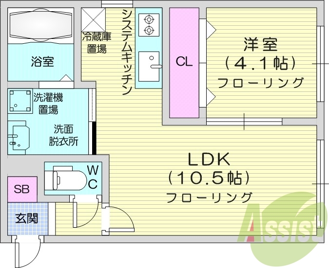 1LDK、エアコン、宅配ボックス、オートロック