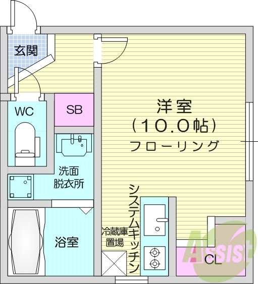 1K、エアコン、インターネット無料、宅配ボックス